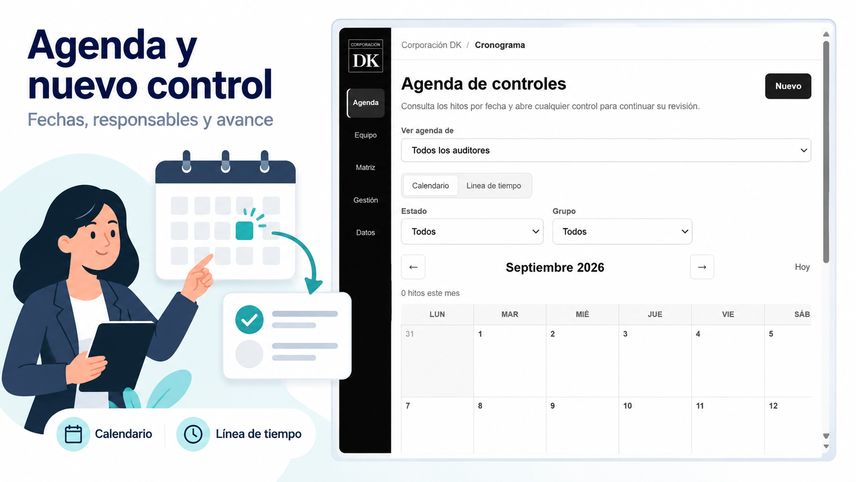 Agenda y creación de un nuevo control